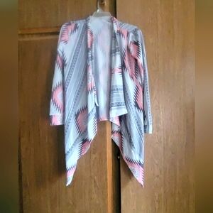 Women's Pink and Gray Patterned Sweater